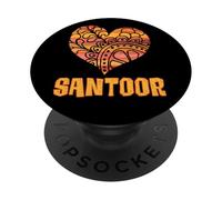 Love Santoor Orange Mandala Heart Indian String Instrument PopSockets Adhesive PopGrip