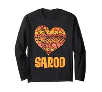 Love Sarod Orange Mandala Heart Indian String Instrument Long Sleeve T-Shirt