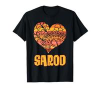 Love Sarod Orange Mandala Heart Indian String Instrument T-Shirt