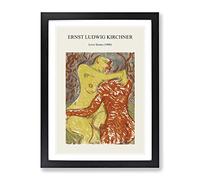 Love Scene By Ernst Ludwig Kirchner Exhibition Museum Painting Framed Print | A3 Black Framed Wall Art | Ready to Hang | Modern Love Picture | Living Room Bedroom Lounge Office