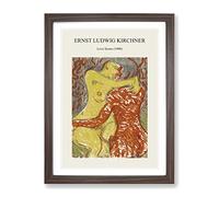 Love Scene By Ernst Ludwig Kirchner Exhibition Museum Painting Framed Print | A3 Walnut Framed Wall Art | Ready to Hang | Modern Love Picture | Living Room Bedroom Lounge Office