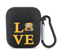 Love School Bus Bluetooth Headset Cover Earbuds Case TPU Headphone Protective Compatible with Airpods 1/2 Black-Color