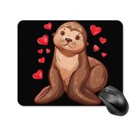 Love Sea Lion Mouse Pad Portable Mousepad Square Computer Mouse Mat with Non-Slip Rubber Base 20 * 25cm