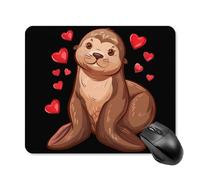 Love Sea Lion Mouse Pad Portable Mousepad Square Computer Mouse Mat with Non-Slip Rubber Base 25 * 30cm