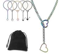 Love Shackles Necklace, Loveshackles - Heart Slip Chain, Heart O-Ring Slip Chain Necklace, Handmade Punk Gothic Cuban Necklace, Medium, Stainless Steel, No Gemstone