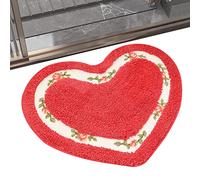 Love Shape Bath Mat - PLUSH Absorbent Heart Mat, Floral Floor Cover | Non Slip Shower Wedding Ceremony, Romantic Entrance Mat, Sink Soft Mat, Engagement Party Decoration Piece