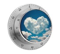 Love Shape Made of Clouds Mechanical Kitchen Timer for Cooking 60 Min with Magnetic Backing Loud Alarm,Stainless Steel Wind Up Countdown Timer Cute Egg Timers for Cooking Studying Gaming Classroom of