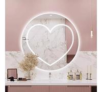 Love Shape Round Mirror With LED Lighting Illumination, LED Bathroom Mirror, 50cm/60cm/70cm/80cm, With 3 Color Dimmable + Smart Single Touch, Backlit Frameless Wall Mounted Mirror (Size : 5