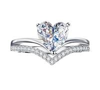 Love Shaped Large Rhinestone Ring Love Ring Elegant Geometry Rhinestone Ring Full Diamond Rings for Women Size 5 11 Rings Dream Catcher Wood, 9, Metal, No Gemstone