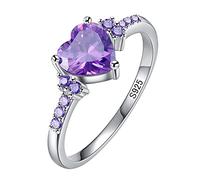 Love Shaped Rhinestone Ring Diamond Heart Ring Elegant Rhinestone Ring Women Fashion Full Diamond Zircon Rings for Women Size 6 10 Large Ring (Silver, 10)