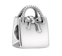 Love Shopping Bag Charm Bead for Pandora Moments Bracelets Elegantly Plated in Fine Silver Decorated with Cute Bow Her Girls Women - Happy Birthday Gift Box