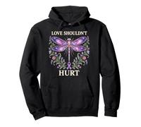 Love Shouldn't Hurt Domestic Violence Awareness Dragonfly Pullover Hoodie
