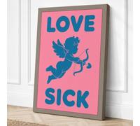 Love Sick Cupid Typography Canvas Wall Art Print 18x12 Inch