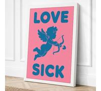 Love Sick Cupid Typography Canvas Wall Art Print 18x12 Inch