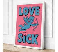 Love Sick Cupid Typography Canvas Wall Art Print 24x16 Inch
