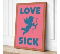 Love Sick Cupid Typography Canvas Wall Art Print 24x16 Inch