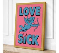 Love Sick Cupid Typography Canvas Wall Art Print 24x16 Inch