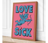 Love Sick Cupid Typography Canvas Wall Art Print 24x16 Inch