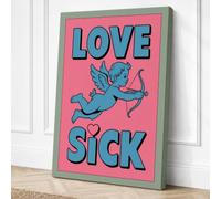 Love Sick Cupid Typography Canvas Wall Art Print 36x24 Inch