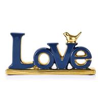 Love Sign Decoration,Blue and Gold Love Signs for Home Decor Statue,Modern Bird Sculpture Personalized Love Decor,Gold Style Figurine Decorative Ornaments for Living Room,Bedroom,Desktop,Cabinets