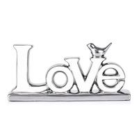Love Sign Decoration, White+Silver Love Statue for Home Decor, Personalized Bird Sculpture Chrome Style Figurine, Desktop,Living Room, Bedroom