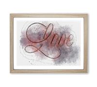 Love Sign In Abstract Modern Art Framed Print | A4 Oak Framed Wall Art | Ready to Hang | Abstract Love Picture | Living Room Bedroom Lounge Office