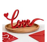 Love Sign Wooden Blocks | Table Pyramid With Red Letters Decoration | Romantic Table Sign In Red With LOVE Shape | For Living Room Bedroom Hotel Dining Room Office Dining Table Party