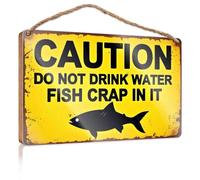 Love Signs For Home Decor Wall Caution: Fish Waste In Water Wooden Sign Outside Fall Decorations Welcome Sign(15X28CM)