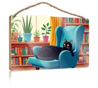 Love Signs For Home Decor Wall Cozy Home With Black Cat And Plants Wooden Sign Outside Fall Decorations Welcome Sign(23X35CM)