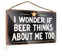 Love Signs For Home Decor Wall I Wonder If Beer Thinks About Me Too. Back Yard Decorations Funny Bathroom Signs(23X35CM)