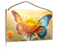 Love Signs For Home Decor Wall Nature'S Harmony: Butterfly And Rose In Bloom Wooden Sign Outside Fall Decorations Welcome Sign(23X35CM)