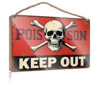 Love Signs For Home Decor Wall Poison Keep Out: Skull And Crossbones Warning Wooden Sign Outside Fall Decorations Welcome Sign(15X28CM)