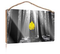 Love Signs For Home Decor Wall Yellow Leaf In The Sunlit Forest Wooden Sign Outside Fall Decorations Welcome Sign(23X35CM)