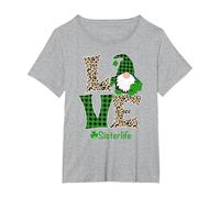 Love Sister Life Shirt St Patrick's Day Gnome Irish Sister T-Shirt, Women's Plus, Heather Grey, 3X
