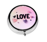 Love Small Pill Box 3 Compartment Portable Pill Box for Purse Pocket Heart Mini Medicine Organiser for Daily Vitamin Fish Oil Storage