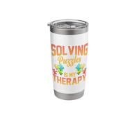 Love Solving Puzzles is My Therapy Jigsaw Puzzle Lover Stainless Steel Insulated Tumbler