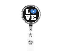 Love Somalia Flag Somali Heart Heavy Duty Metal Badge Holder Reel, Retractable Badge Holder with Belt Clip for Key Name Card Holder Employee Teacher