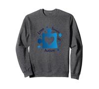 Love Someone With Autism: Awareness & Support Sweatshirt, Adult Unisex, Dark Heather Grey, S