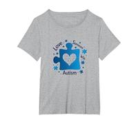 Love Someone with Autism: Awareness & Support T-Shirt, Women's Plus, Heather Grey, 3X