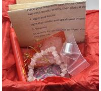 Love Spell in a Box - eMystics | Handmade Ritual Kit with Red Candle, Holder, Rose Quartz Crystal & Bracelet, Incense, Petals, Selenite - Spell-Infused, Blessed with Holy Water, Instructions Included