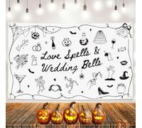Love Spells & Wedding Bells Backdrop Tapestry for She Put a Spell on Him Halloween Bachelorette Party Decorations