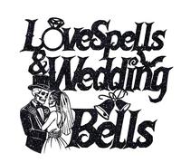 Love Spells & Wedding Bells Cake Topper, She Put A Spell on Him, Halloween Gothic Witchy Bridal Shower Bachelorette Party Decor