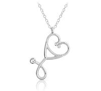 Love Stethoscope Pendant Necklace Clavicular Chain Sweater Chains Charm Accessories,Silver Color Nice and Practical