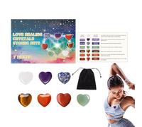 Love Stones, Heart Stones | 7 Palm Stones with Velvet Bag, Decorative Gemstone, Home Decor for Mother's Day, Meditation, Desk, Display Case