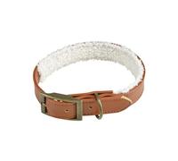 Love Story Faux Leather Necklace with Loop Wool Lining Size M 40 x H2 cm Wooly Cognac/Ecru