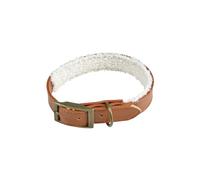 Love Story, Faux Leather Necklace with Wool Lining Loop Size S 30 x H1.5 cm Wooly Cognac/Ecru