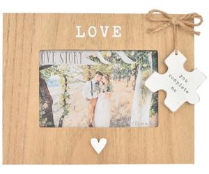 Love Story Jigsaw Piece Wooden Frame - Brown - 17x23cm