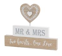 Love Story Mantel Blocks Mr & Mrs 2 Hearts