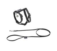 Love Story, Nylon Cat Harness and Lead Kit 20 >28 cm/120 cm Reflective Black