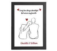 Love Story Personalised Romantic Print - Gift for Him and Her on Anniversaries, Birthdays, Christmas, Valentine's Day, Weddings - Unique Keepsake from Wife, Husband, Girlfriend or Boyfriend